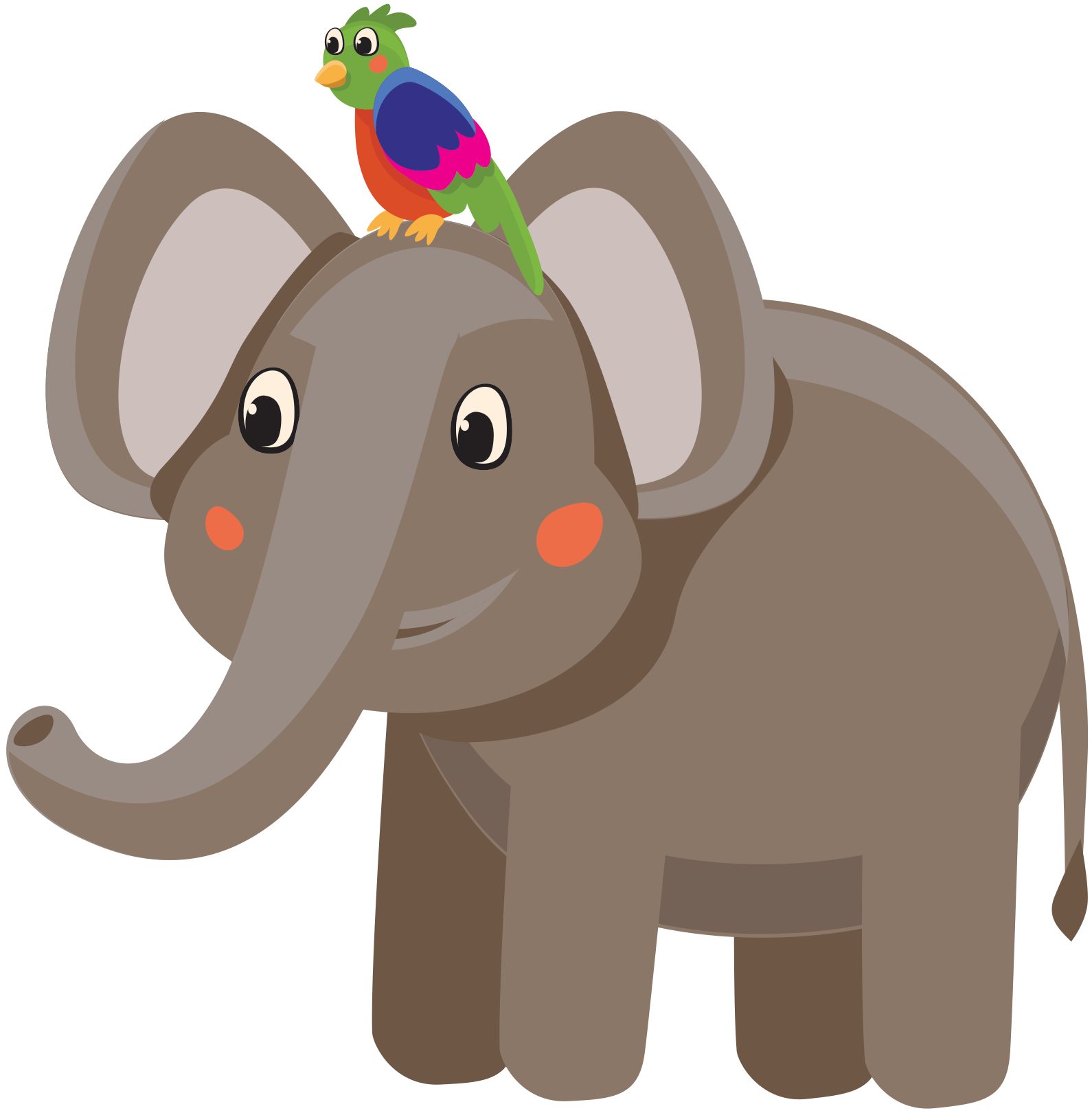 Elephant with parrot