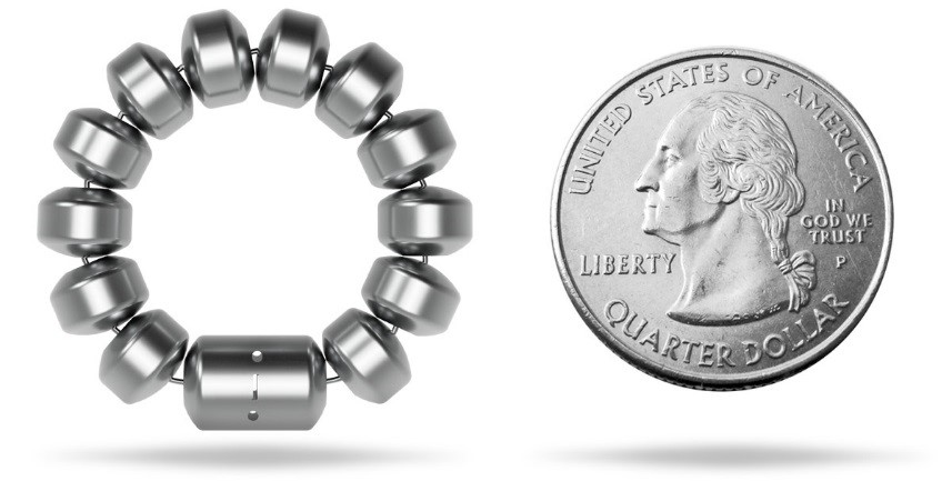 Size comparison of magnetic sphincter augmentation device